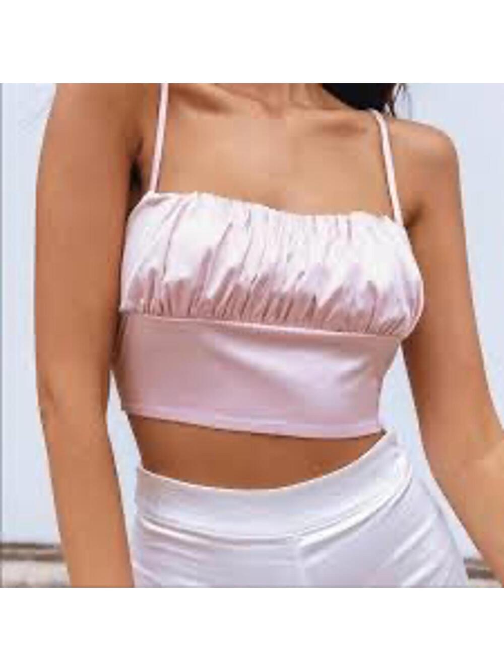 Light pink satin crop top